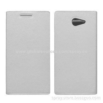 White PU Leather Folio Mobile Phone Cases with PC Holder Inside